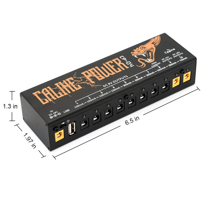 Guitar Pedal Power Supply 10 Isolated DC Output for 9V/12V/18V, 100mA 300mA 500mA Effect Pedal with Short Circuit/Overcurrent Protection CP-04 10 Isolated Output