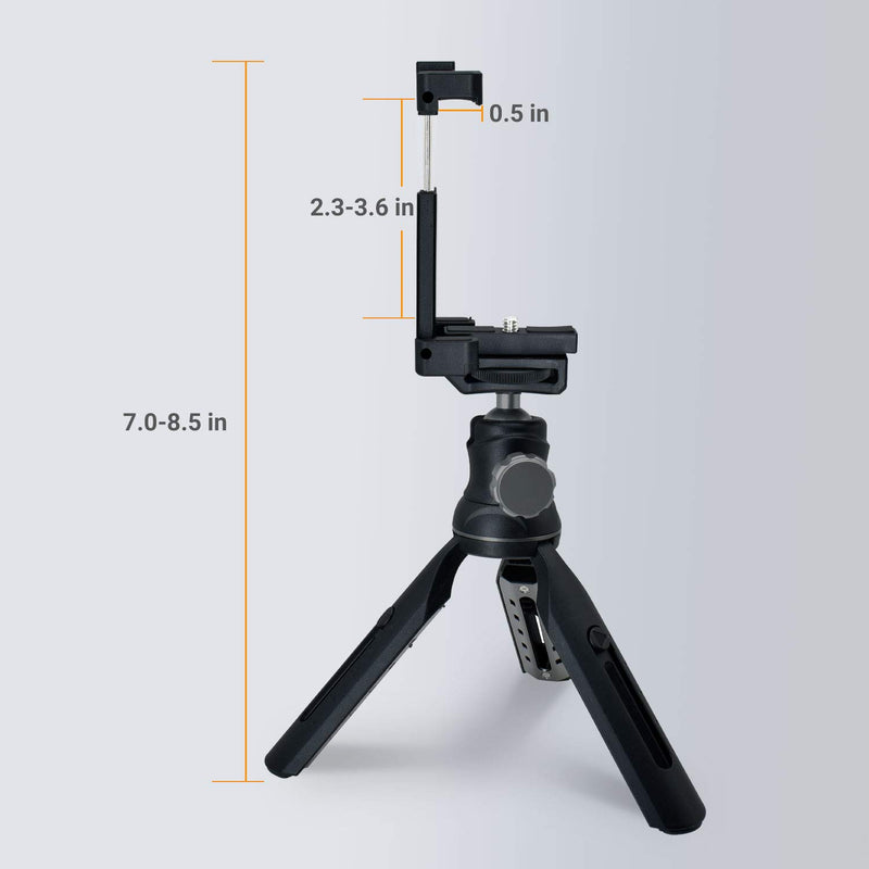 Cubilux Mini Table Tripod, Travel Pocket Tripod with Ball Head, Adjustable Height & Phone Holder, Compatible for iPhone 12 Pro 11 XR XS, Samsung Note 20/10 S20/S20 FE, Pixel 5 4 3 XL, Camera DSLR More CB1
