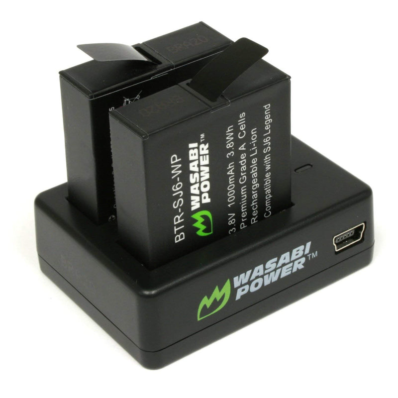 Wasabi Power Battery (2-Pack) and Dual USB Charger for SJCAM SJ6, SJ6 Legend