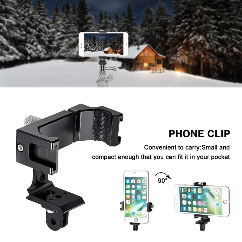 EyeGrab Metal Phone Tripod Mount Cold Shoe 1/4 Screw Mount Stand 360° Rotation, Phone Holder Adapter, Cell Phone Clamp,Video Rig Mount (Black) Black