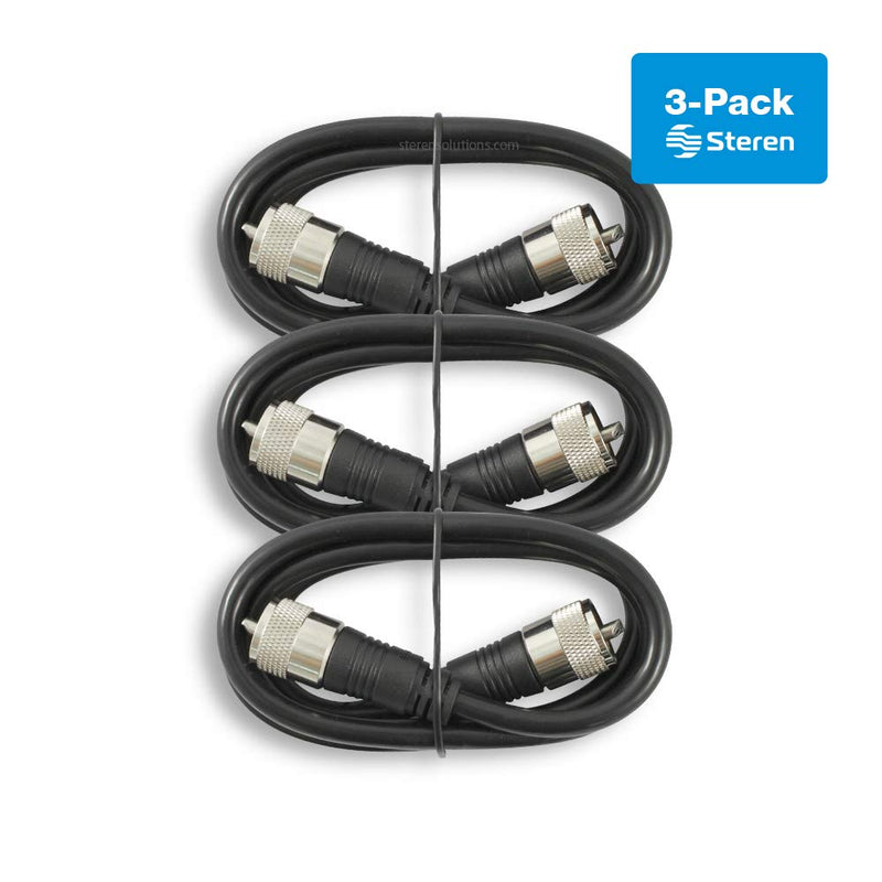 [AUSTRALIA] - Coax Cable - Coaxial Cable Connector - Antenna Cable - RG8X Coax Connector - Coax Cable Connector - UHF Antenna Cable - Male to Male Cable - RG8X Coaxial Cable 6ft - 1.8 M - 3 Pack - STEREN 205-706-3 6 Feet - 3 Pack 