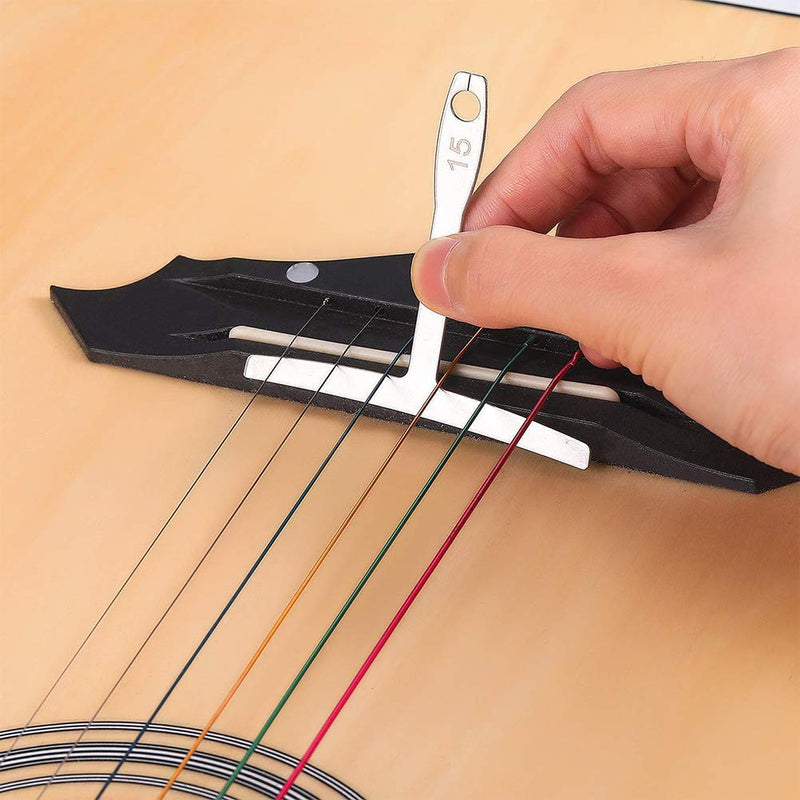 TIMESETL Guitar Luthier Tool Set Include 13 Stainless Steel Guitar Bridge Saddle Nut Files, 9 Understring Radius Gauge Luthier Tools and 9 Sheet Sandpaper for Guitar and Bass Setup