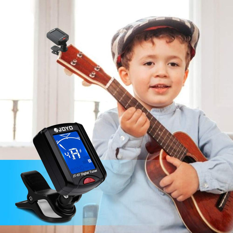 JOYO Guitar Tuner Clip on Chromatic Digital Tuner for Acoustic Guitar, Ukulele, Violin, Bass, Banjo, Mandola with Picks and Picks Holder