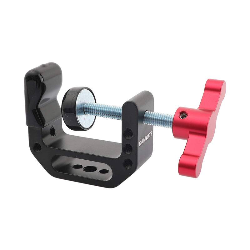 CAMVATE C-Clamp with 1/4 and 3/8 Thread Hole for Camera Monitor(Red T-Handle)