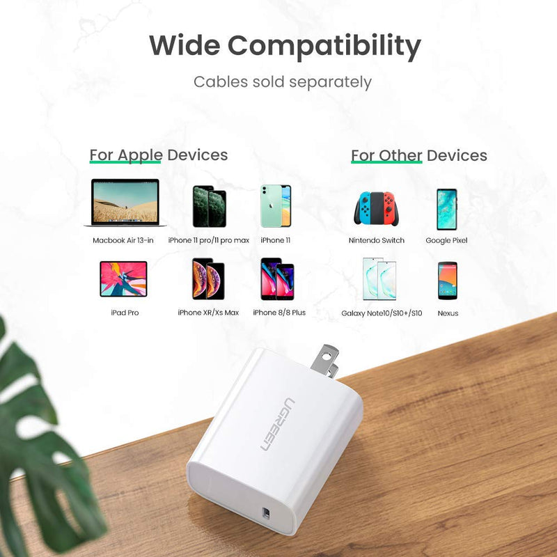 UGREEN USB C Charger 30W PD Wall Charger Power Delivery with Foldable Plug for iPad Pro Galaxy Note20 Note10 S20 S10 S9 iPhone 12 Mini 12 Pro Max 11 Pro Max XR AirPods Pro Pixel LG