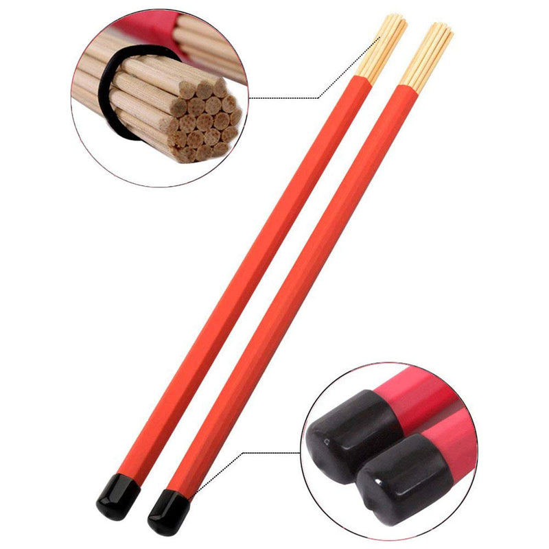 Timiy Professional Drum Sticks Drum Brushes Set-1 Pair 5A Drum Sticks, 1 Pair Drum Rod Brushes Sticks, 1 Pair Drum Nylon Sticks with Storage Bag,1 Pair Drum Wire Brushes Retractable Drum Stick Brush,