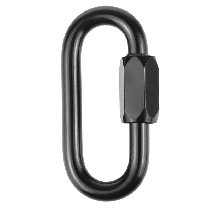 IEBUOBO 10 Packs Black Quick Link M6 1/4 inch Stainless Steel Quick Link Chain D Shape Locking Quick Chain for Carabiner, Hammock, Camping and Outdoor Equipment, Max. Load 600 lbs.