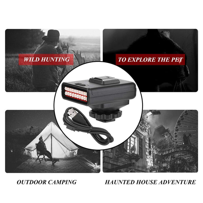 Portable Infrared Camera Night Vision Lamp,20M LN-3 Double Row 20PCS USB Charging Infrared Photography Night Vision Light,Compatible with DSLR Camera Photography Lighting Accessory