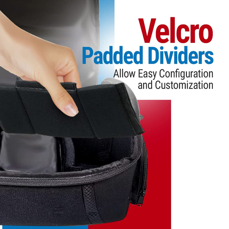 Vidpro DSLR and Video Camera Gadget Bag - Large Protective Case Includes Padded Dividers Handle and Shoulder Strap Compatible with Most Camera Brands Fits 1-2 DSLR Cameras 4 Lenses and Accessories