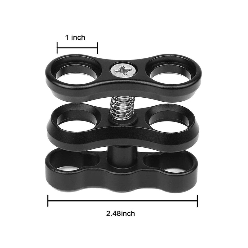4 Pcs 1" Aluminum Ball Clamp Mount for Underwater Diving Light Arms Tray System, Photography Diving Camera Black 4pcs