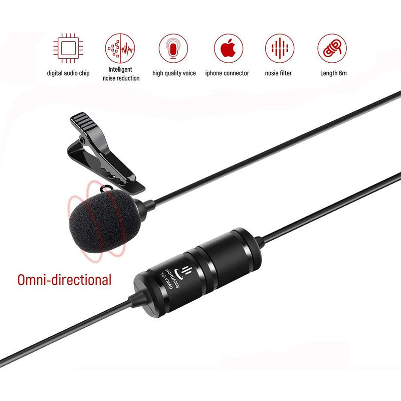 ANCLLO Lavalier Microphone Hands-Free Clip-on Lapel Mic with Omnidirectional Condenser for Smartphone Camera Live-steam Podcast Interview