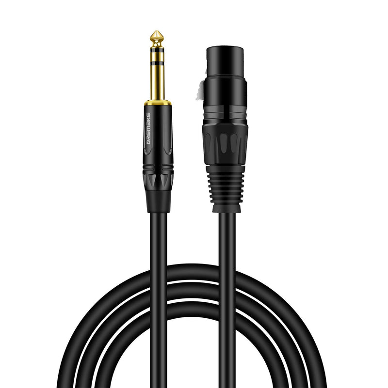 Balanced Cable 20 Foot TRS 6.35mm (1/4 Inch) Male to XLR Female Mic Cable for Amplifier, Speakers - Black 20FT/6.0M