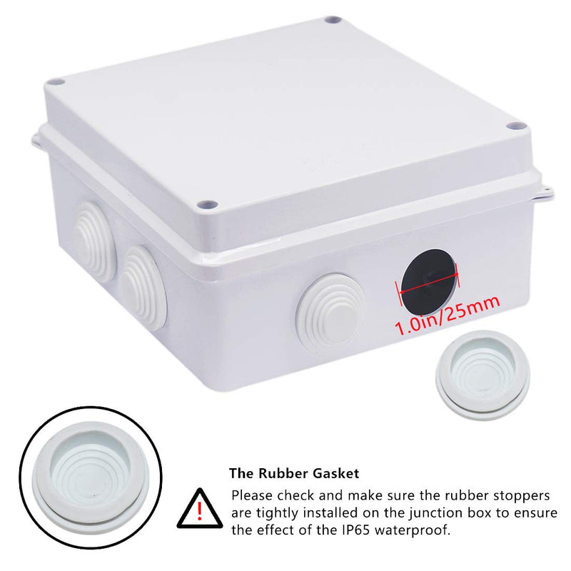 Zulkit Junction Box ABS Plastic Dustproof Waterproof IP65 Universal Electrical Boxes Project Enclosure White 5.9 x 5.9 x 2.8 inch (150 x 150 x 70mm) 5.9" x 5.9" x 2.8" With Holes