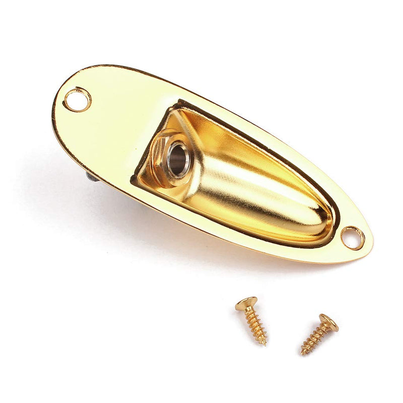 Alnicov Boat Input Output Jack Plate Socket with Screws for Fender Strat Guitar Gold