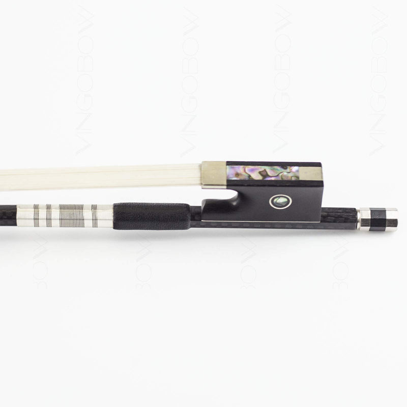 [AUSTRALIA] - Textured Carbon Fiber Violin Bow 4/4 Size VINGOBOW 110V Advanced Level Parisian Eyes Ebony Frog 4 4 Full Fine Siberian Horse Hair Sweet Tone Straight Stick Smooth Screw for Professional Player 