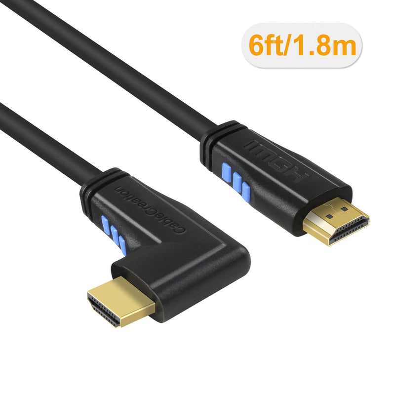 [AUSTRALIA] - HDMI Cable, CableCreation 6 Feet Right Angle 270 Degree Vertical Right 4K HDMI 2.0 Cable, Support 4K Ultra HD, 3D Video, Ethernet, Audio Return Channel, Black 6ft 