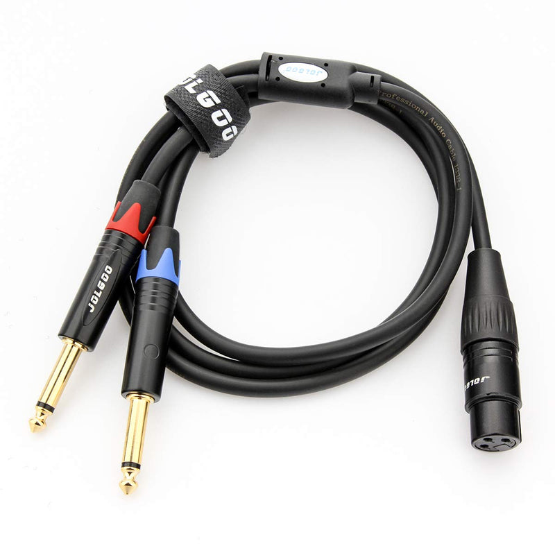 [AUSTRALIA] - XLR Female to Dual 1/4" TS Mono Y Splitter Microphone Cable, XLR Female to Dual 6.35mm TS Y Adapter Cord, 3.3 Feet - JOLGOO 