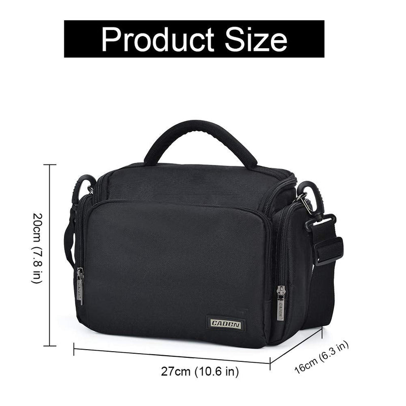 [AUSTRALIA] - CADeN Camera Shoulder Crossbody Bag Case Compatible for Nikon, Canon, Sony SLR/DSLR Mirrorless Cameras and Lenses Waterproof Black Large 