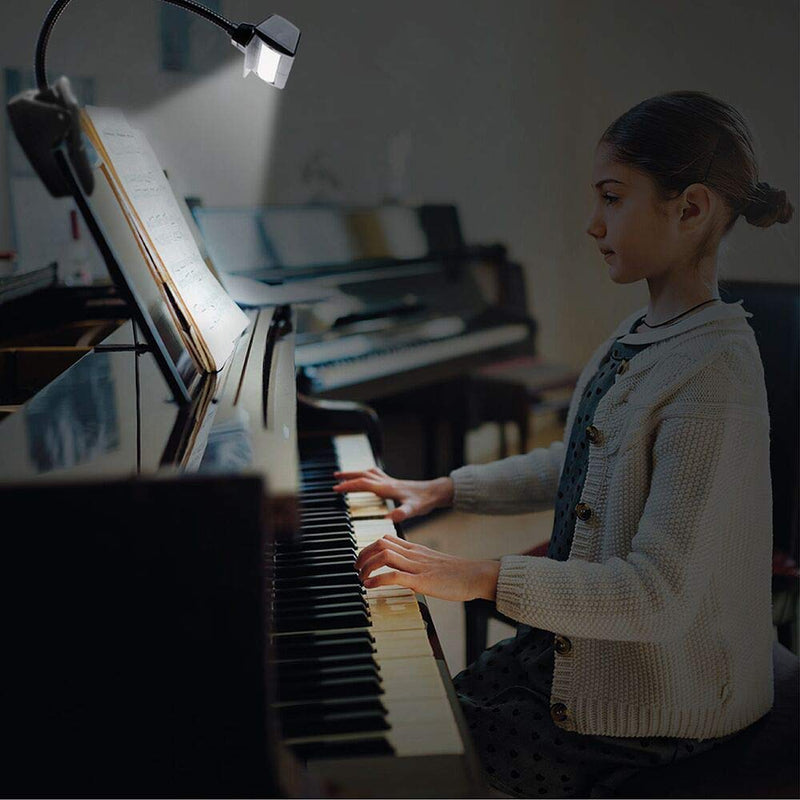 [AUSTRALIA] - Professional Musician 3000K-6000K Super Bright 19 LED Music Stand Light, Clip On Orchestra Piano Lights, 9 Levels Dimmable Rechargeable. Perfect for Piano, Orchestra, Craft. USB Cord Incl. Black 