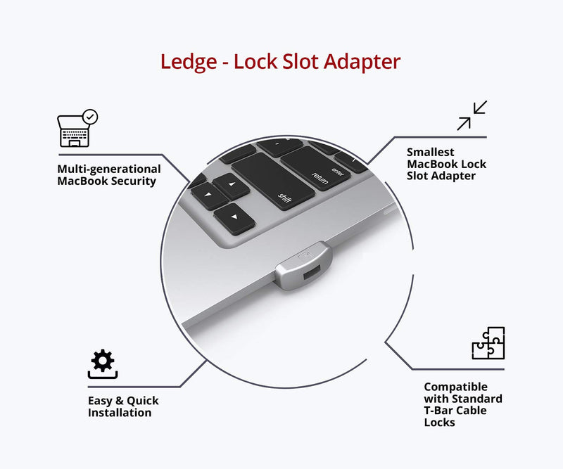 Maclocks MacBook Pro Hardware Combination Lock with Ledge - Security Lock Slot Adapter for 13 & 15 inch 2015 or Earlier Models, MBPRLDGZ01CL (Silver)