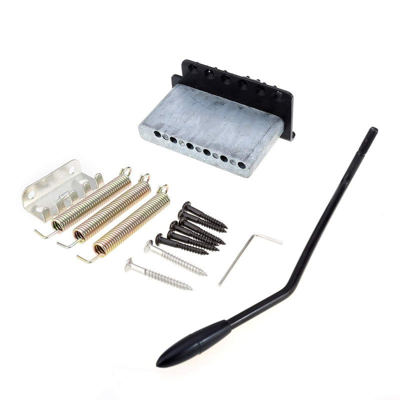 Musiclily Pro Vintage-style Guitar 2-7/32" 56.5mm Steel Saddles Strat Tremolo Bridge for Vintage Fender American Strat, Black