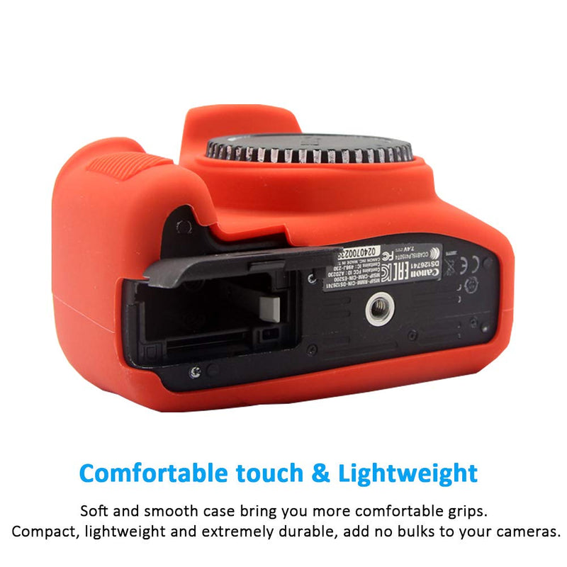 Easy Hood Case for Canon EOS Rebel T6 T7, Anti-Scratch Soft Silicone Protective Cover Protector Skin for Canon EOS 1500D Rebel T7 / EOS 1300D Rebel T6 DSLR Camera (Red) Red