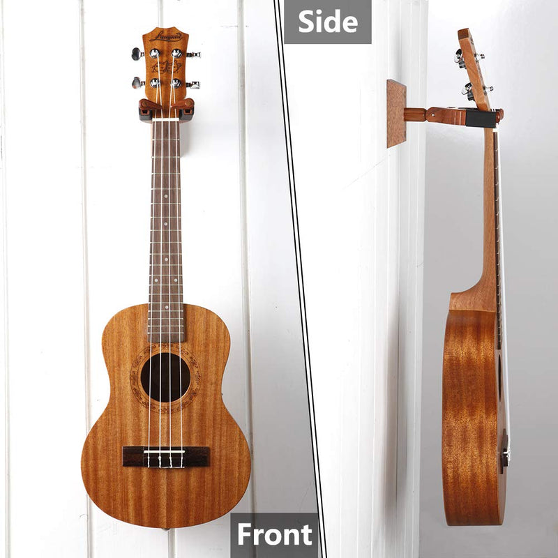 Ukulele Wall Mount, Auto Lock Ukulele Hanger, Hard Wood Base Ukulele Holder, For Ukulele/Violin/Banjo/Mandolin Wall Mount Hook Stand