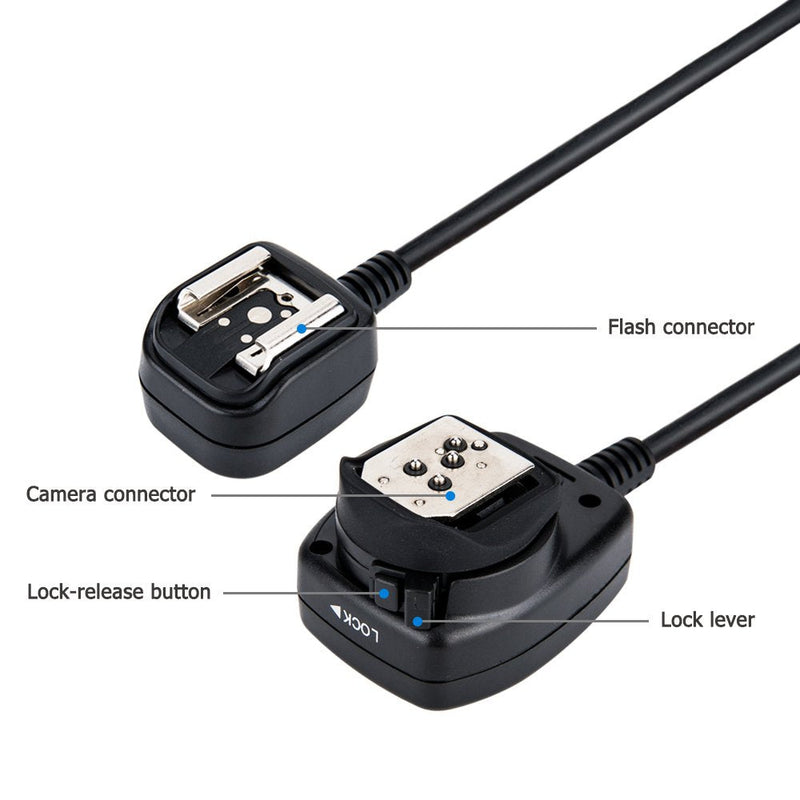 [AUSTRALIA] - Flash TTL Cord JJC Off-Camera Flash Hot Shoe Cord for Nikon Z5 Z6 Z6II Z7 Z7II D6 D5 D780 D850 D810 D750 D500 D7500 D7200 D5600 D5500 D5300 D3500 D3400 Replaces Nikon SC-28 Cord -1.3m 