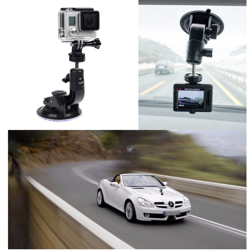 [AUSTRALIA] - ASOCEA Action Camera Suction Cup Mount Car Windshield Camera Holder Tripod Adapter Universal Screw Compatible with Gopro Hero Max,Hero 9 8 7 6 5 4 Black/AKASO EK7000/Brave 4/Dragon Touch/DJI OSMO 