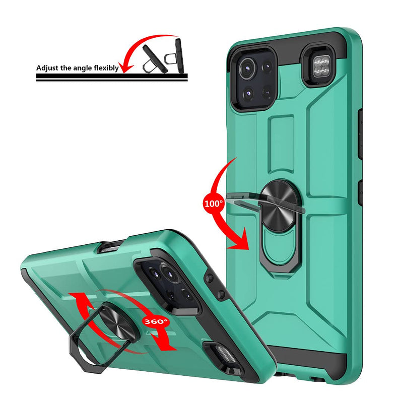Jeylly for LG K92 5G Case 6.7 inch 2020, LG K92 Kickstand Case with Tempered Glass Screen Protector, [Built-in Kickstand] [Military Grade] Swivel Magnetic Finger RingAnti Scratch Armor Case, Turquoise Turquosie