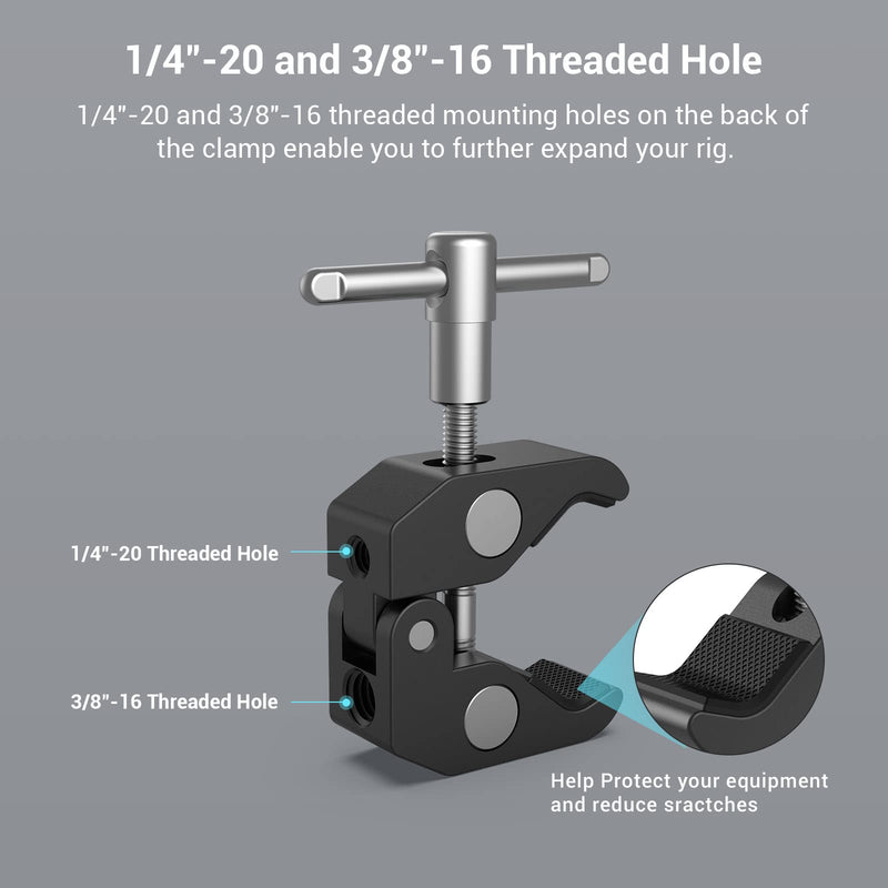 SmallRig Super Clamp w/ 1/4" and 3/8" Thread and 5.8 Inches Adjustable Friction Power Articulating Magic Arm with 1/4" Thread Screw for LCD Monitor/LED Lights - KBUM2730