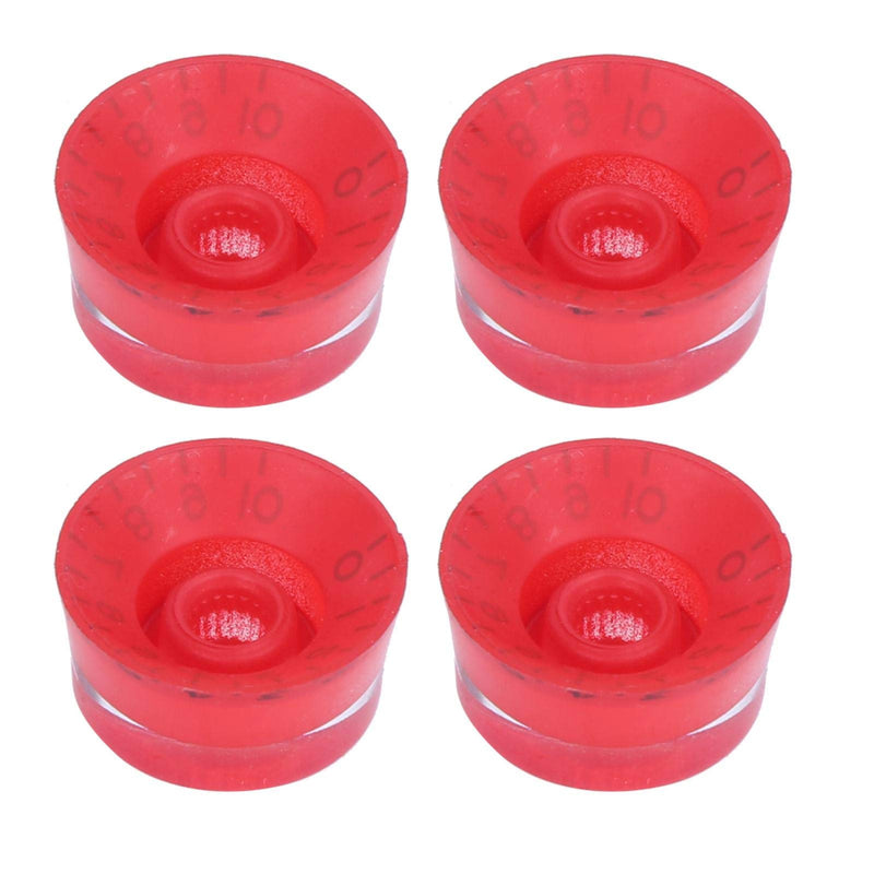 4Pcs Electric Guitar Knobs,Acrylic Bass Electric Guitar Volume Control Potentiometer Hat Guitar Accessories Multiple Colors Clear Prints(red-black) red-black