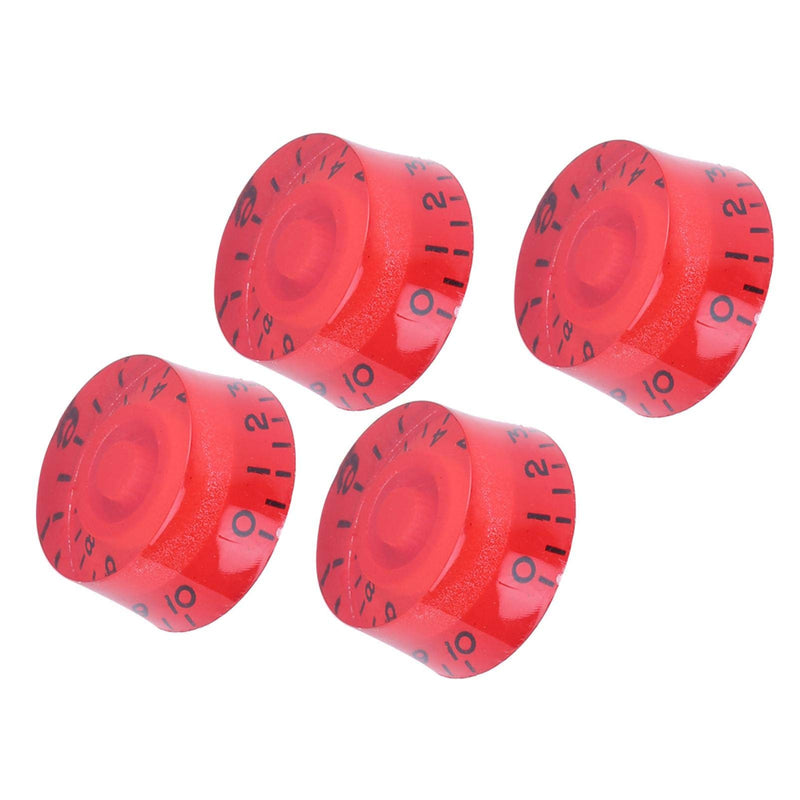 4Pcs Electric Guitar Knobs,Acrylic Bass Electric Guitar Volume Control Potentiometer Hat Guitar Accessories Multiple Colors Clear Prints(red-black) red-black