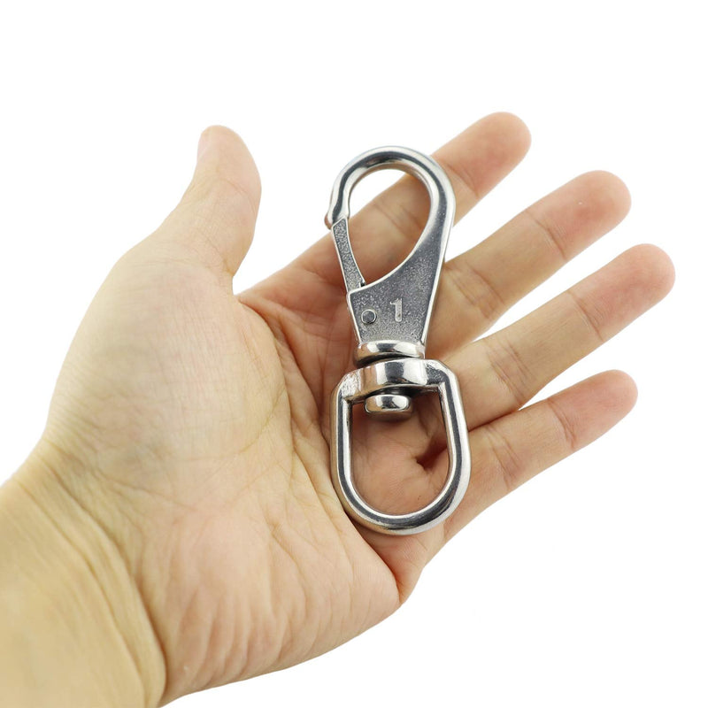 2Pack Stainless Steel 304 Swivel Eye Snap Hooks (3-7/16In x 1-3/16 Inch), Universal Marine Scuba Diving Clips, Hardware Spring Buckles for Bird Feeders/Pet Chains/Collars/Keychains and More M5(1#) M5(1#) 2PCS
