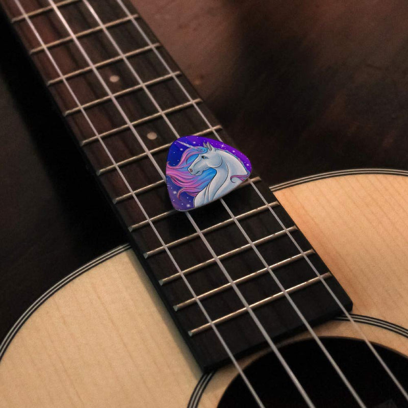 Majestic Unicorn Pink Purple Blue Novelty Guitar Picks Medium Gauge - Set of 6