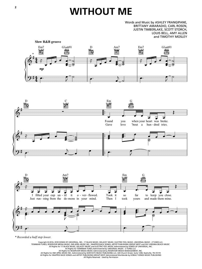 Halsey - Without Me - Sheet Music Single