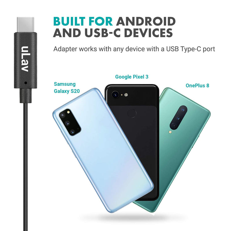 Movo uLav - Wired Omnidirectional USB-C Lavalier Clip On Microphone - External Clip On Mic for Android Smartphone, iPad Pro, USB Type-C Devices - Lapel Microphone for YouTube, Vlogging, Interviews