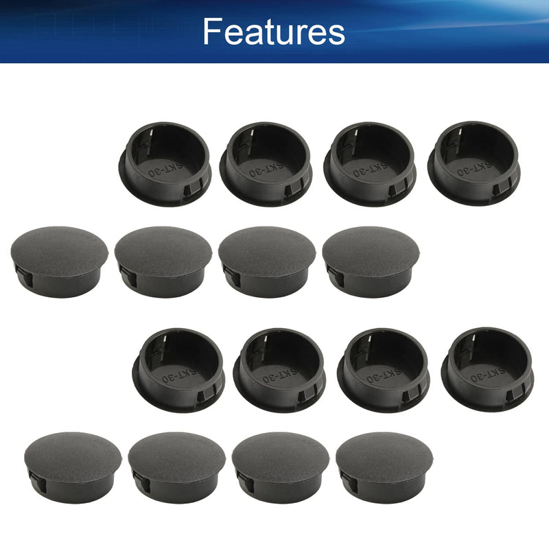 Heyiarbeit 100pcs Hole Plugs 30mm/1.18" Nylon Plastic Round Snap in Type Locking Hole Tube Furniture Fencing Post Pipe Insert End Caps Black Tone