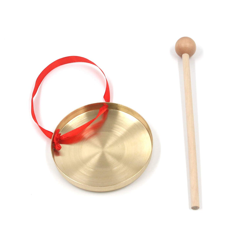 Geesatis Copper Gong Hand Gong with Round Play Hammer, Diameter 12 cm / 4.7 inch, 1 Pack