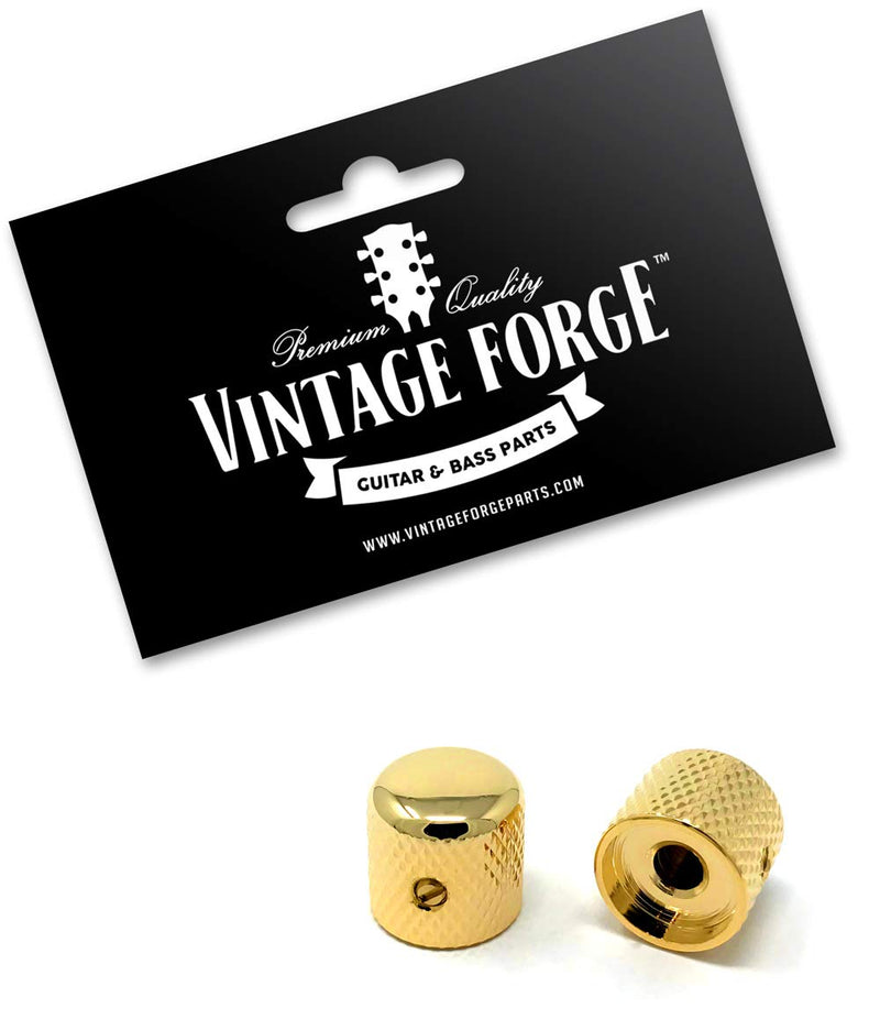 [AUSTRALIA] - Vintage Forge Gold Metal Dome Knobs for Electric Guitar and Bass (Set of 2) 6mm Shaft with Set Screw DK50M-GLD 