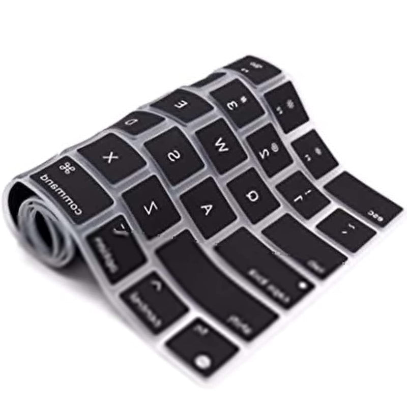 Silicone Keyboard Cover for MacBook Air 13 M2, Air 13.6 inch M2 A2681 2022 & MacBook Pro 14/16 inch M1 Pro/Max (M2 Pro/Max) A2442/A2485 2021 2022 2023, Black