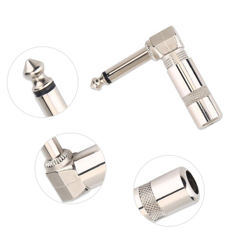 Dilwe 3Pcs Guitar Cable Plug, 6.3mm 1/4inch L Type Instrument Audio Microphone Cable Connector Right Angle Plug Jack