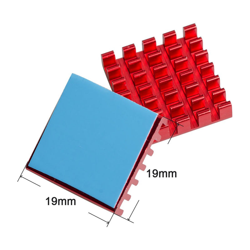AKK 10pcs Red Aluminum Heatsink Cooling Fin Cooler Circuit Board with 19x30mm Thermal Tape