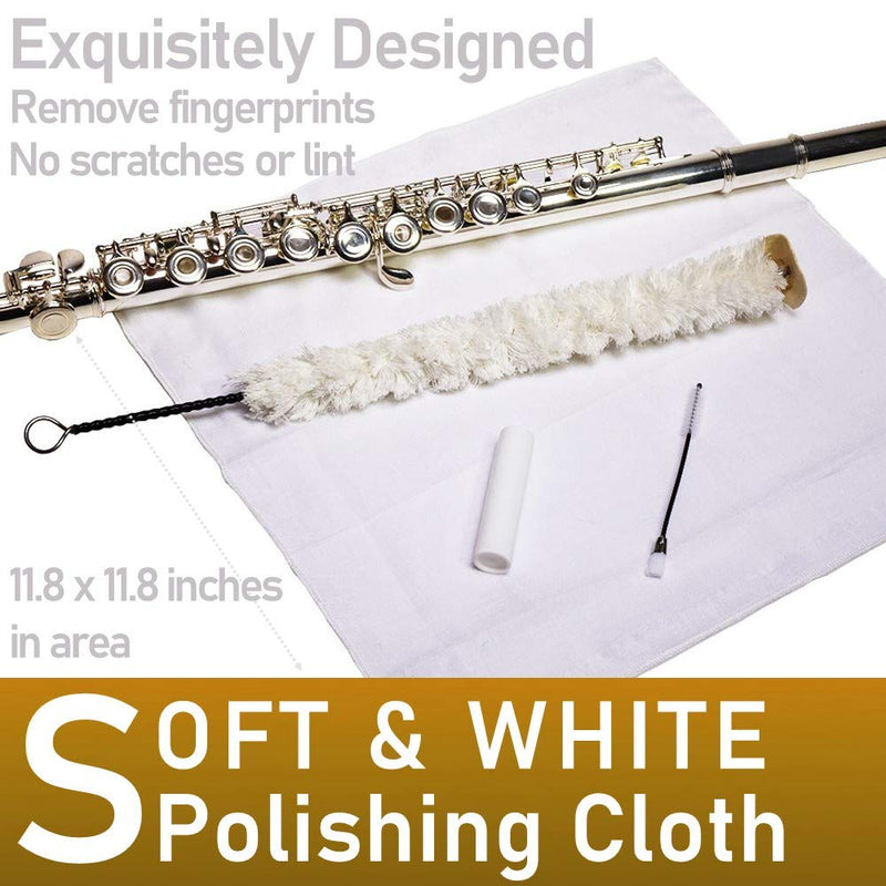 Libretto Flute ALL-INCLUSIVE Cleaning & Care Kit: Cleaning Swab + Dust Brush + Cleaning Cloth + Premium Cork Grease for Piccolo, Reusable Handy Bag, Great Maintenance Kit to Extend Life of your Flute!