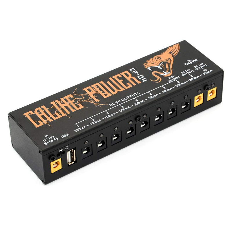 Guitar Pedal Power Supply 10 Isolated DC Output for 9V/12V/18V, 100mA 300mA 500mA Effect Pedal with Short Circuit/Overcurrent Protection CP-04 10 Isolated Output