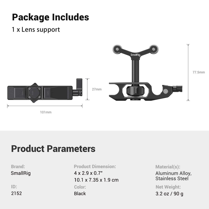 SMALLRIG Universal Lens Support Bracket Quick Release with Rod Clamp Lens - 2152