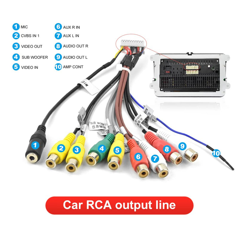 for Android Car Radio Stereo Power Cable RCA Video Audio CAM in Adapter USB Cables GPS Antenna Aftermarket Android Radio Accessory Harness Kit Set 16pin Test Power on Cable Radio Accessories Set with 16PIN Cable