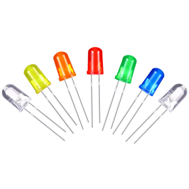 160pcs 5mm 7 Color LED Diodes, Round Head DIY Electronic Component LED Diode Lights, Emitting Diodes Bulb LED Lamp for Science Project Experiment