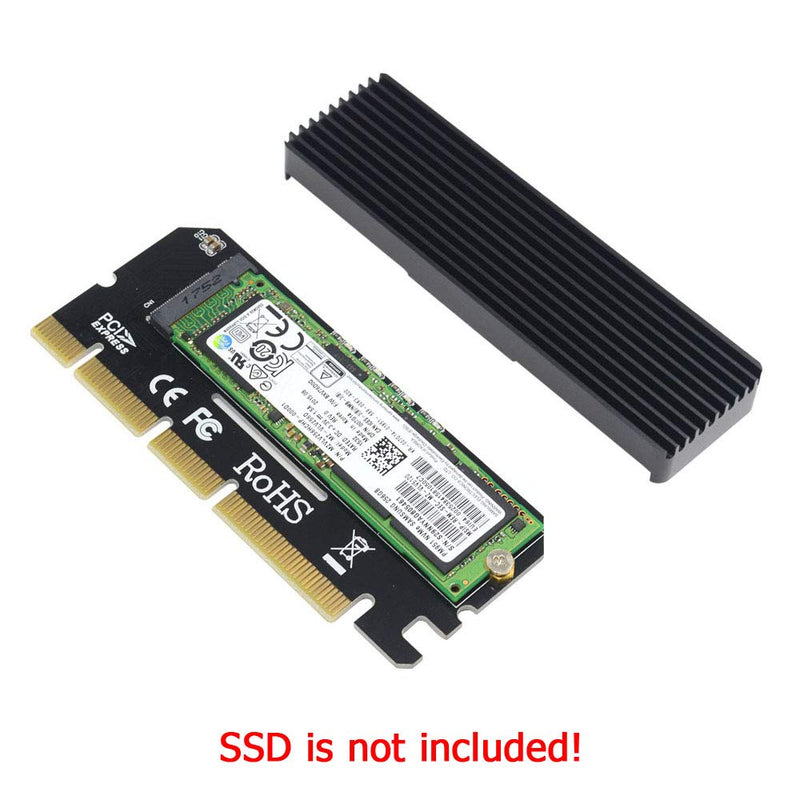 GODSHARK NVME Adapter with Heat Sink, M.2 SSD Key M to PCI Express x4/x8/x16 Converter Expansion Card, Support 2230 2242 2260 2280, Compatible for Windows XP 7 8 10