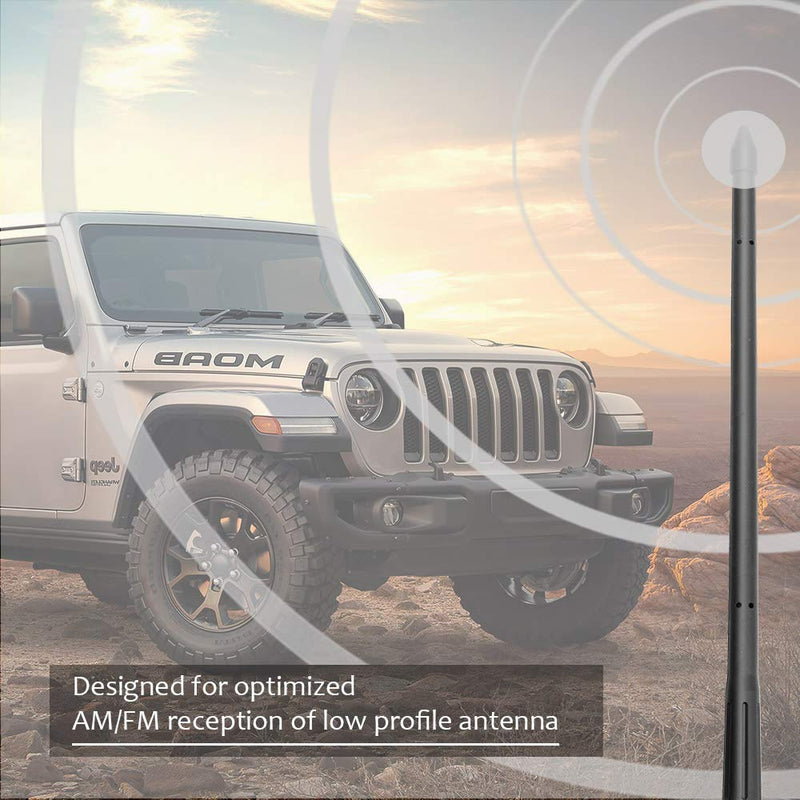 KSaAuto 11 Inch Antenna Compatible with Jeep Wrangler JK JL JLU Sahara Rubicon Gladiator 2007-2020 | Car Wash Proof Flexible Rubber Antenna Replacement | Designed for Optimized FM/AM Signal Reception Black